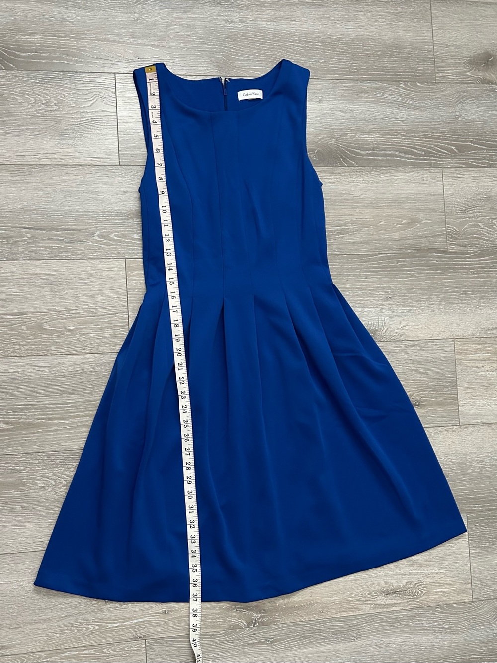 Calvin Klein Sleeveless Fit-and-Flare Cobalt Blue Midi Dress - Picture 6 of 10